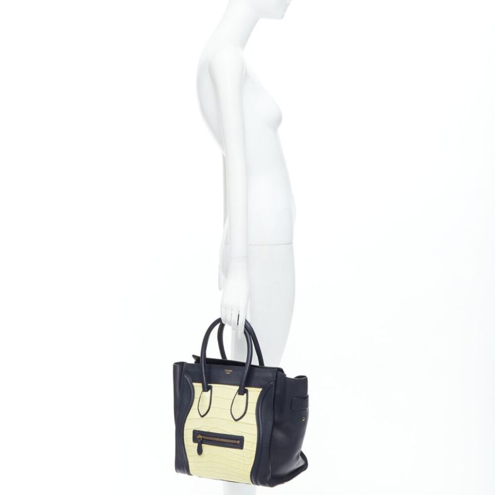 CELINE Phoebe Philo Medium Luggage cream black embossed tote bag - Picture 2 of 10